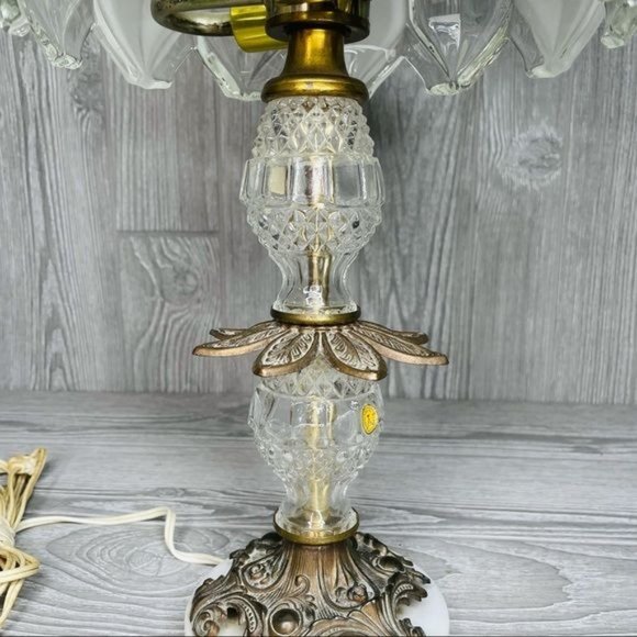 Vintage catco Italian cut glass regency style lamp w/ marble base made in Italy - Picture 3 of 11